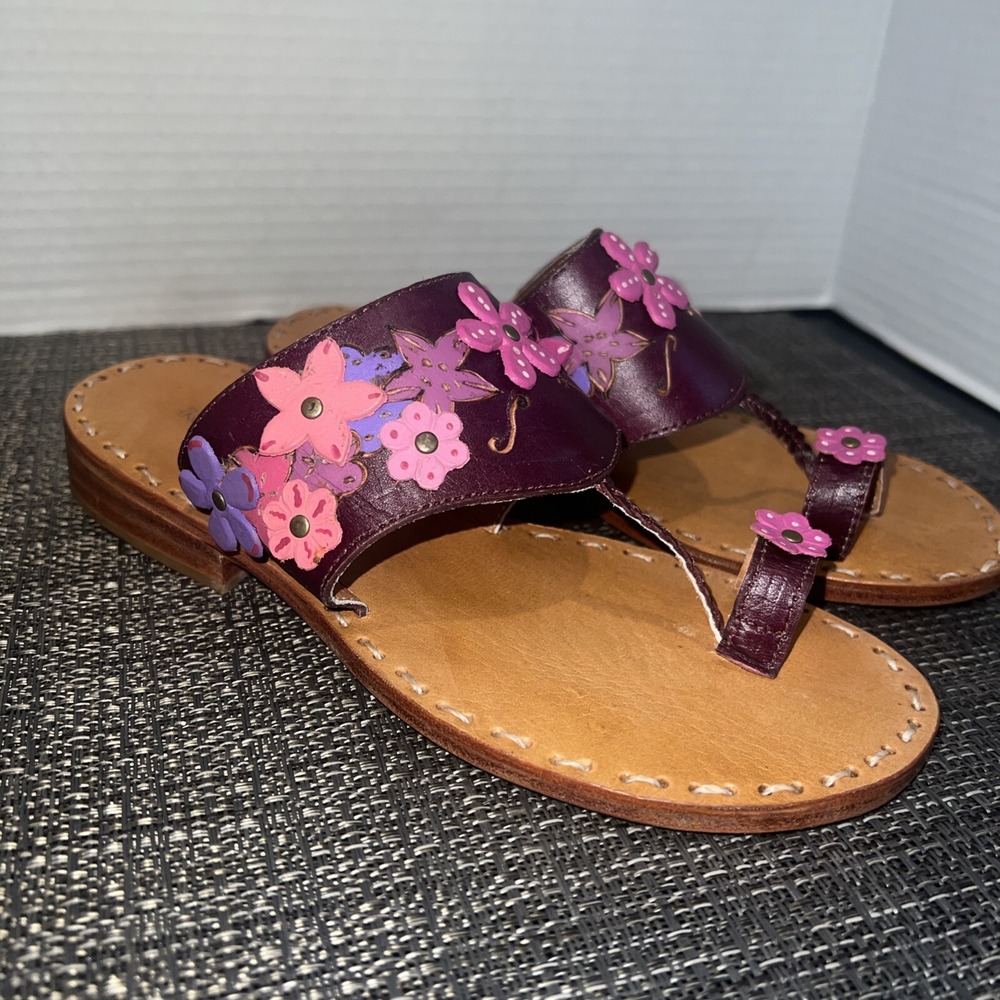 Express girls Sandals PURPLE floral  Leather Strapy 9" style 1281 SZ 1/33